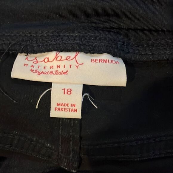Isabel Maternity Shorts Women Bermuda Cutoff Black Crossover Panel Size 18 - Picture 3 of 4